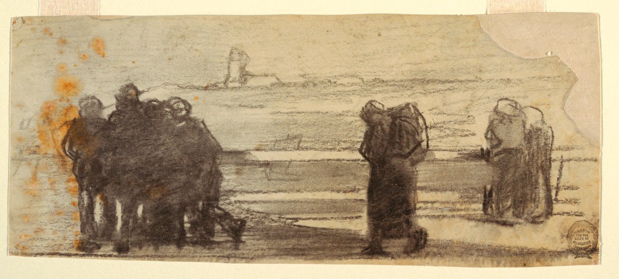 素描《湾を見渡す人物と小舟》カラーコーツ、イギリス、1881-82年 作： ウィンスロー・ホーマー
