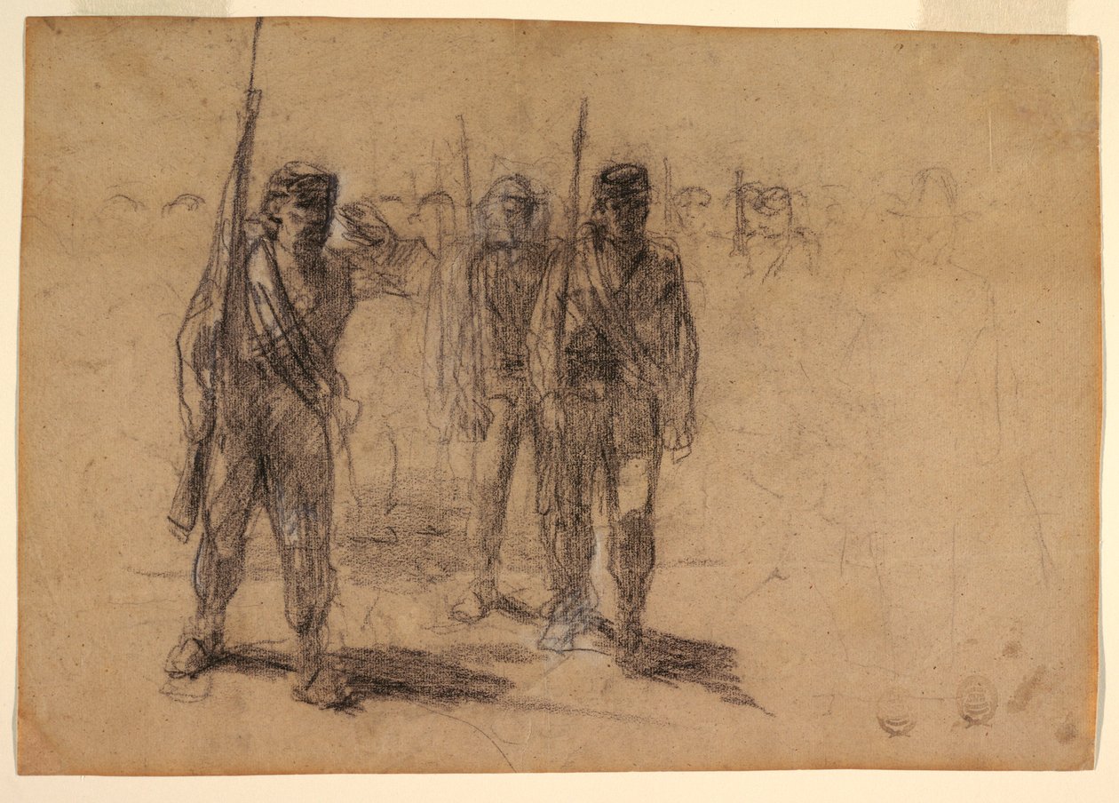 ドローイング、兵士の訓練、おそらく1864年 作： ウィンスロー・ホーマー
