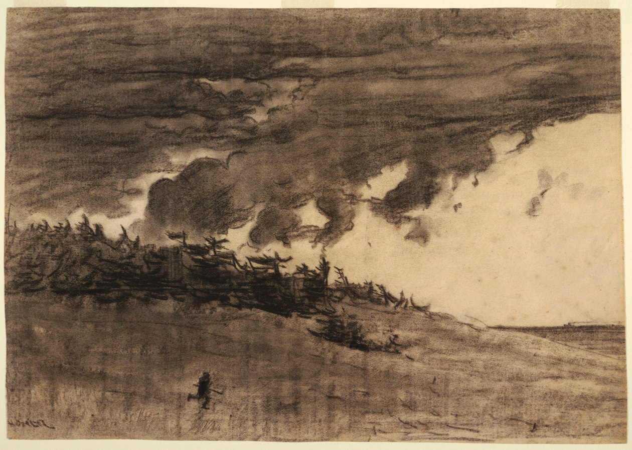 ドローイング、嵐が来る（曇り空の海岸）、おそらく1884年 作： ウィンスロー・ホーマー