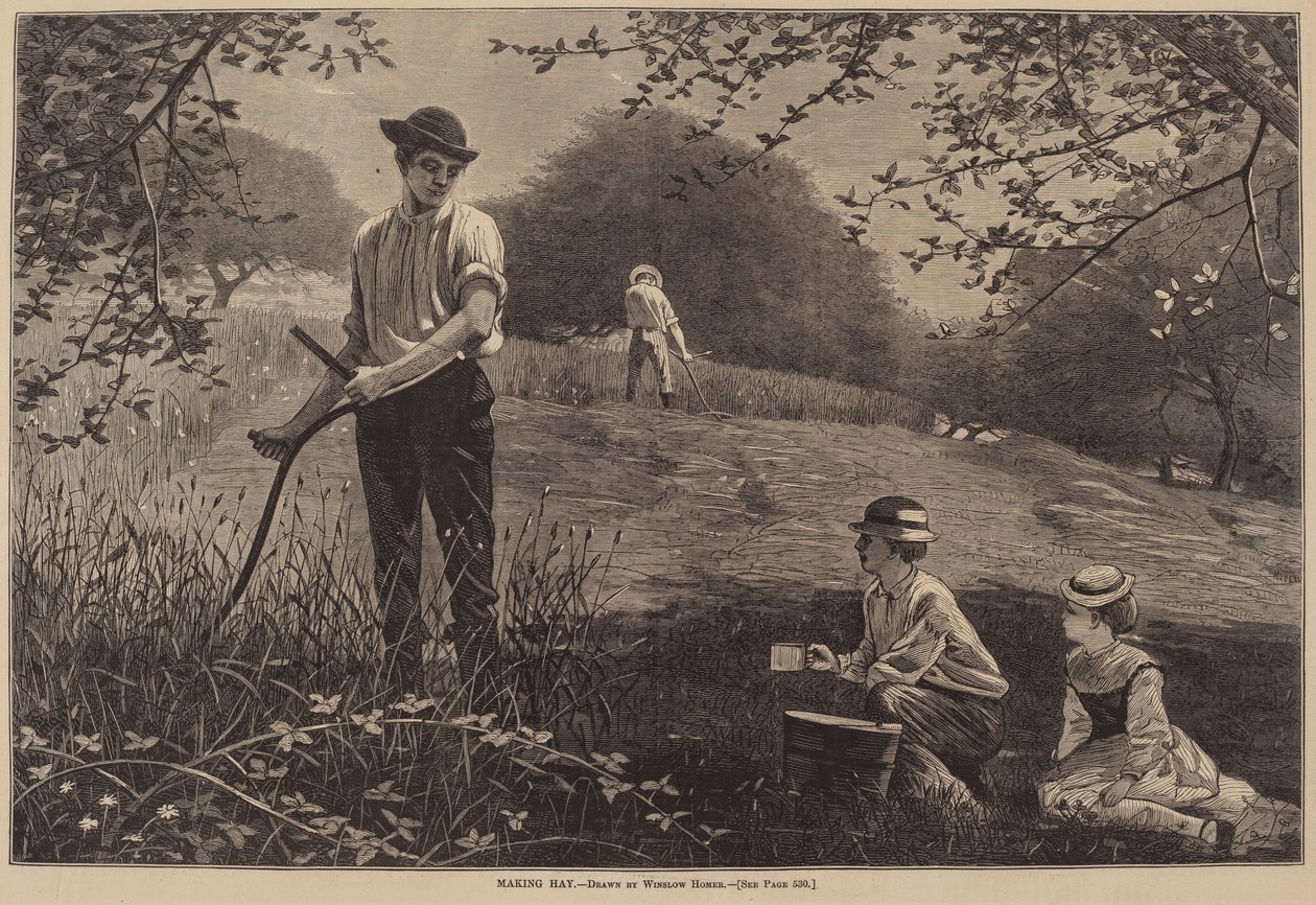 1872年に出版された「Making Hay」。 作： ウィンスロー・ホーマー