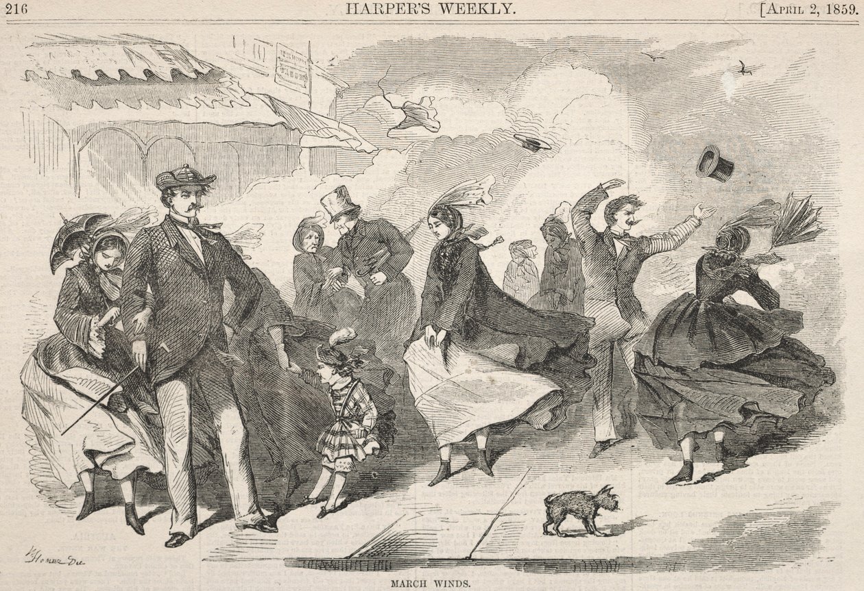 マーチウィンズ、1859年。 作： ウィンスロー・ホーマー