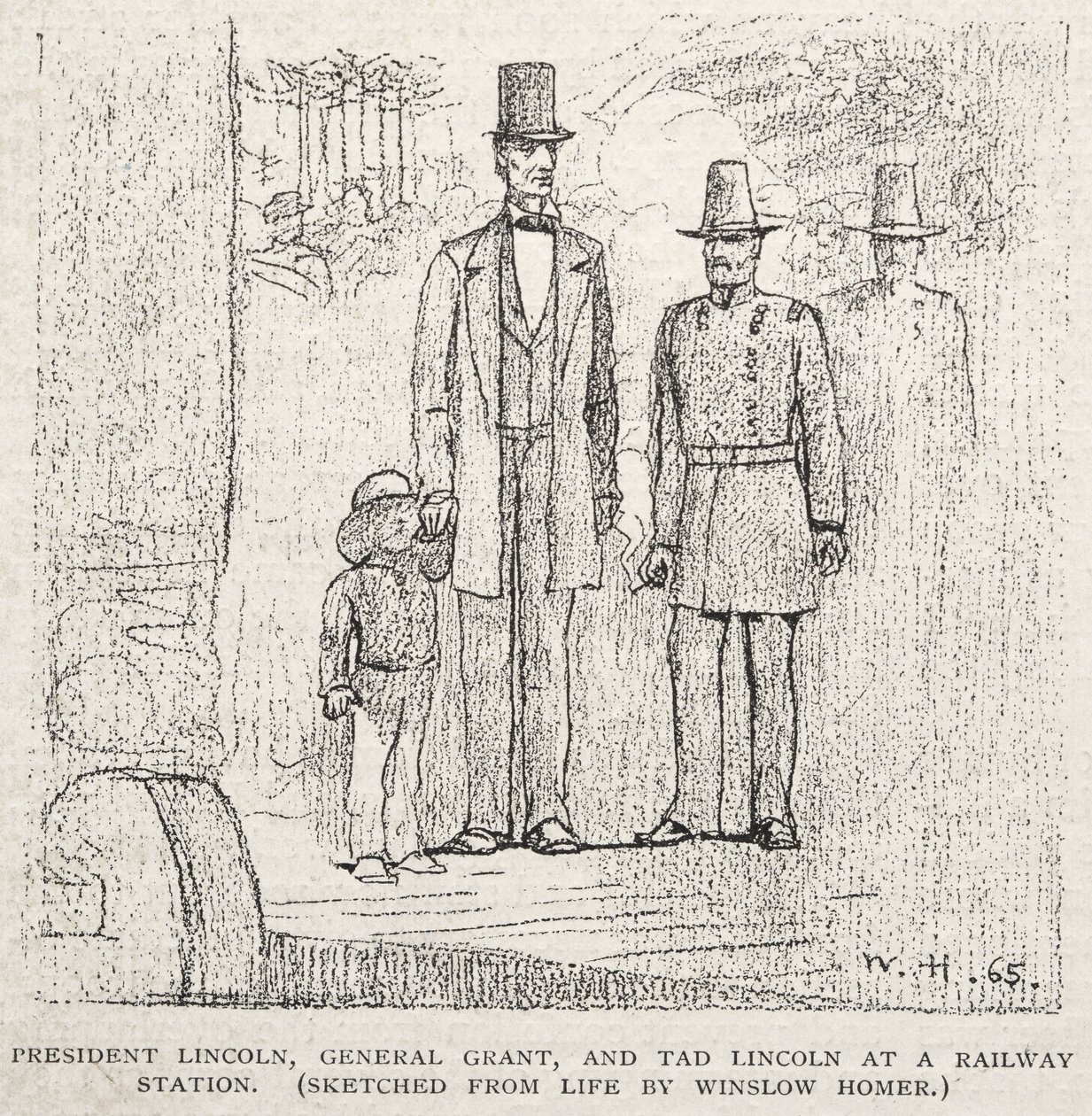 リンカーン大統領、グラント将軍、タッドリンカーン、1887年。 作： ウィンスロー・ホーマー