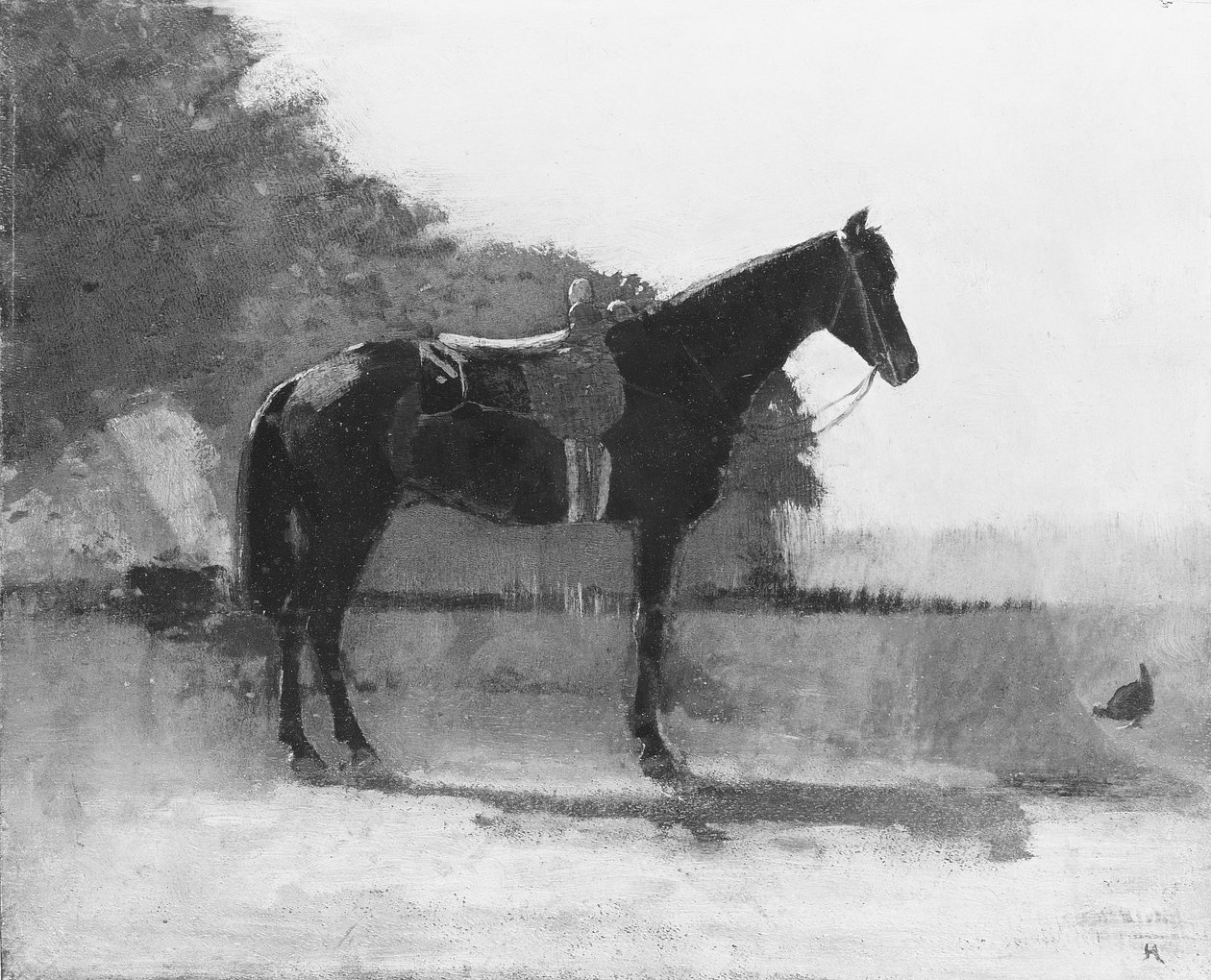 農場の庭にいる乗用馬 作： ウィンスロー・ホーマー