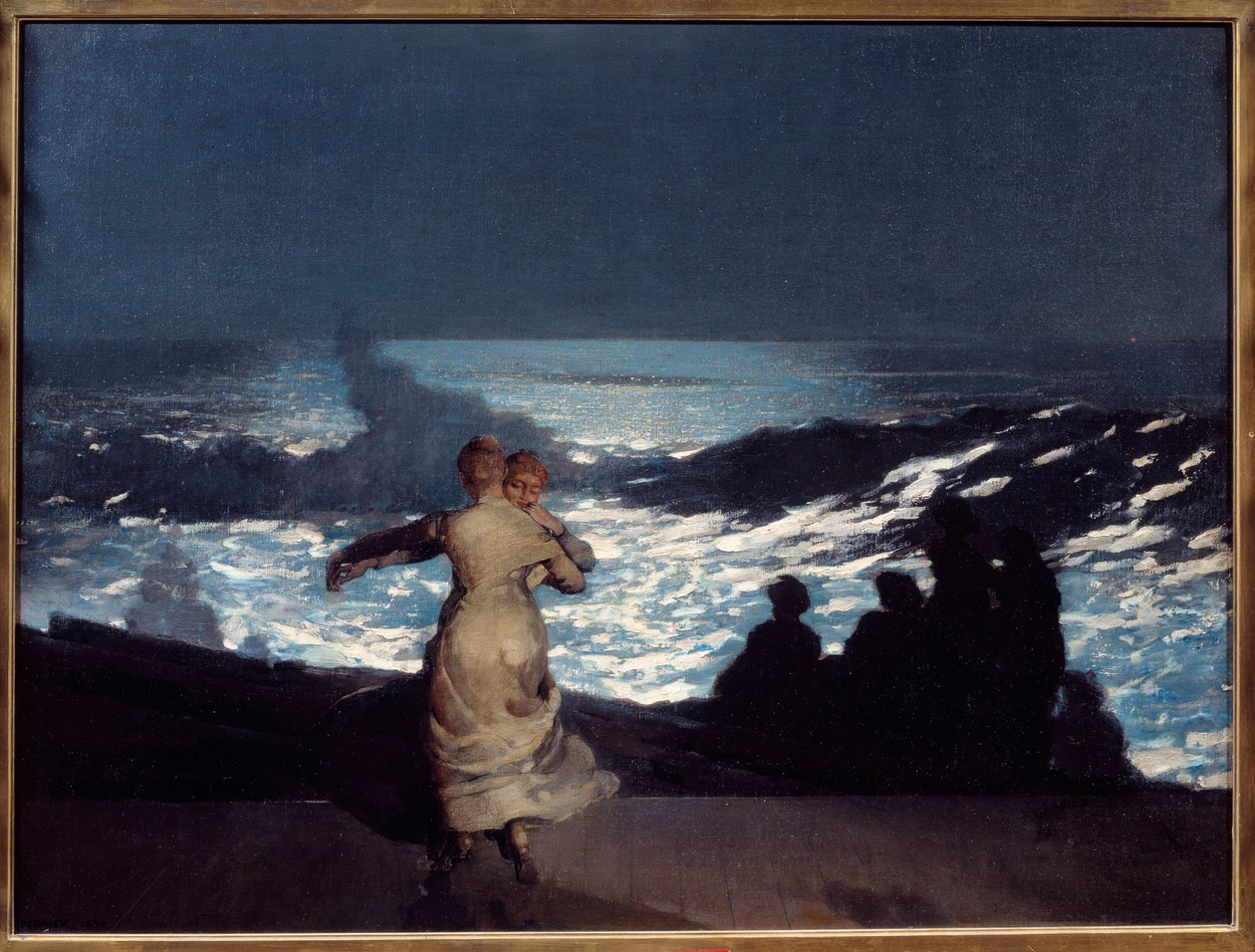 夏の夜。月明かりの中で踊る女性たち。ウィンスロー・ホーマー(1836-1910)の絵画 Ec.Am 作： ウィンスロー・ホーマー