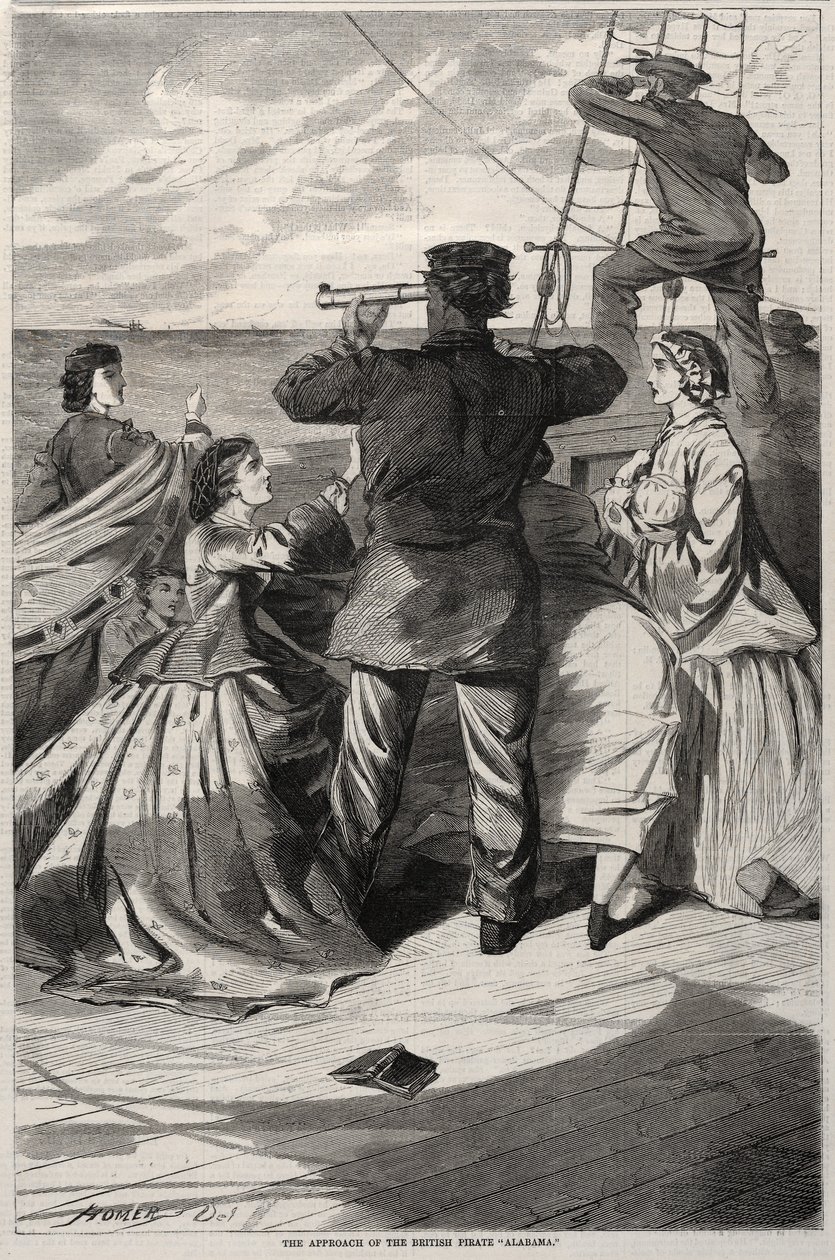 イギリス海賊アラバマのアプローチ、1863年。 作： ウィンスロー・ホーマー
