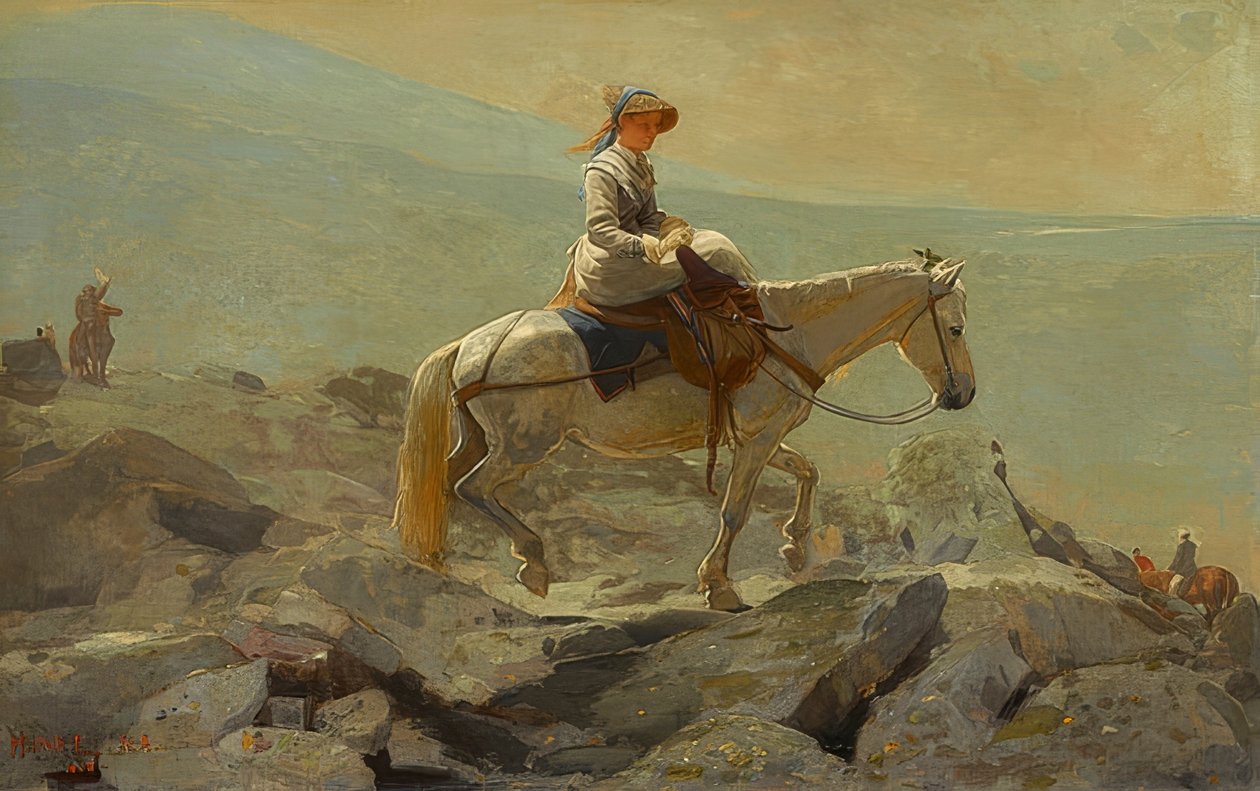 ブライドルパス、ホワイトマウンテン。 1868 作： ウィンスロー・ホーマー