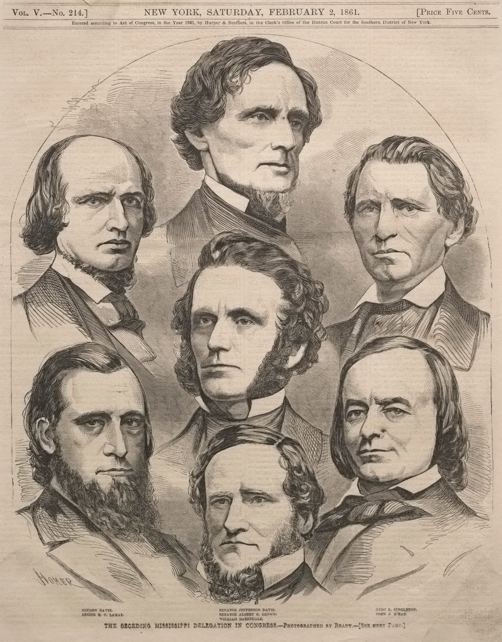議会における離脱ミシシッピ代表団、1861年。 作： ウィンスロー・ホーマー