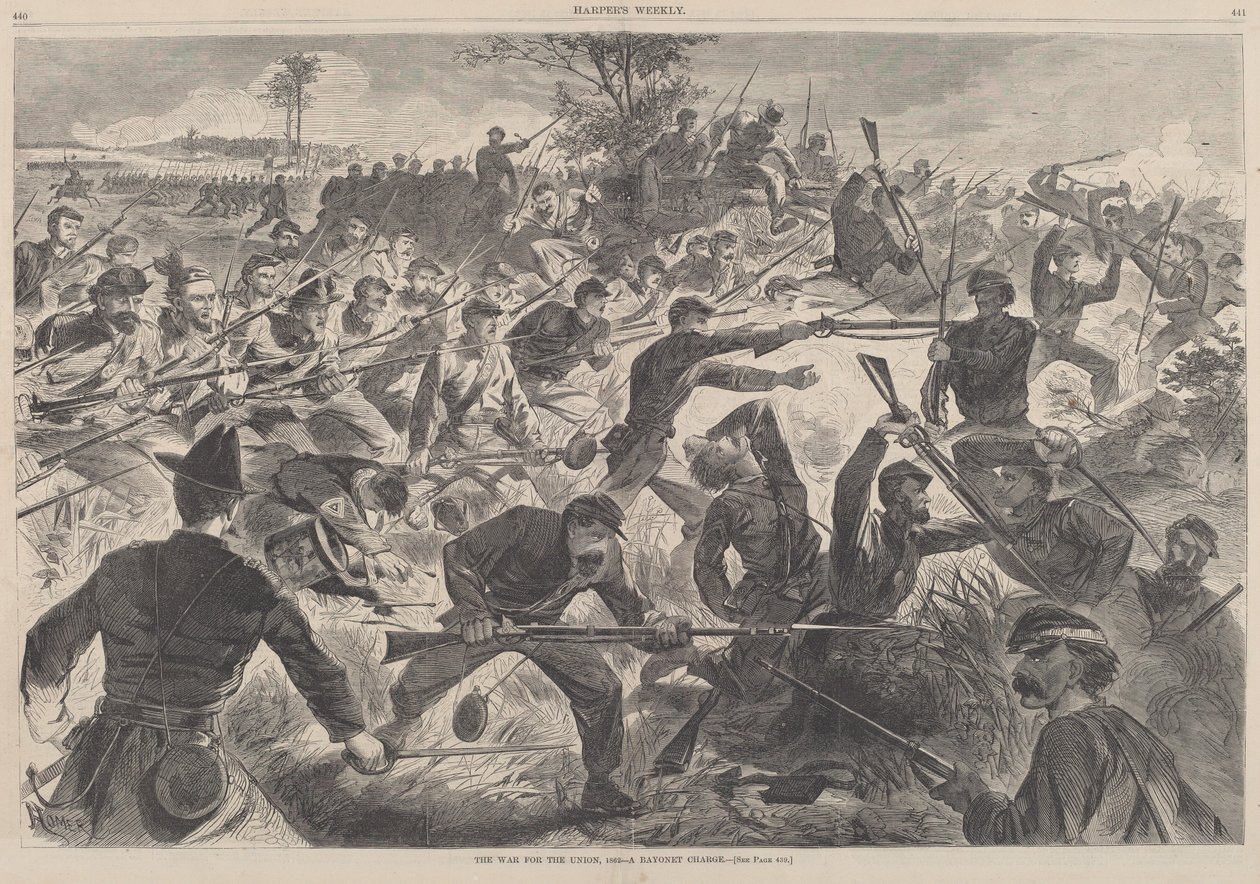 Union War, 1862 - A Bayonet Charge, published 1862. 作： ウィンスロー・ホーマー