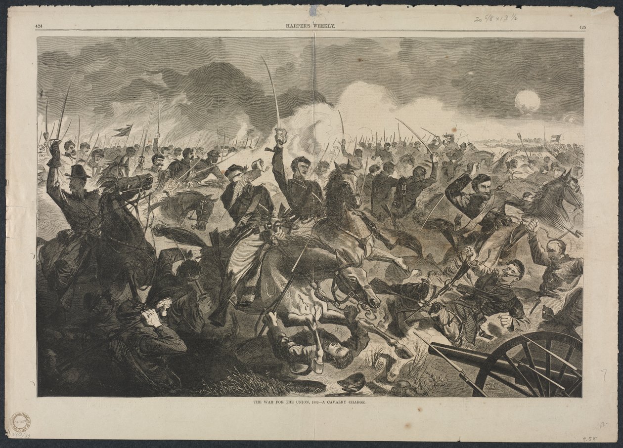 連合のための戦争、1862年-騎兵隊の突撃、1862年。 作： ウィンスロー・ホーマー