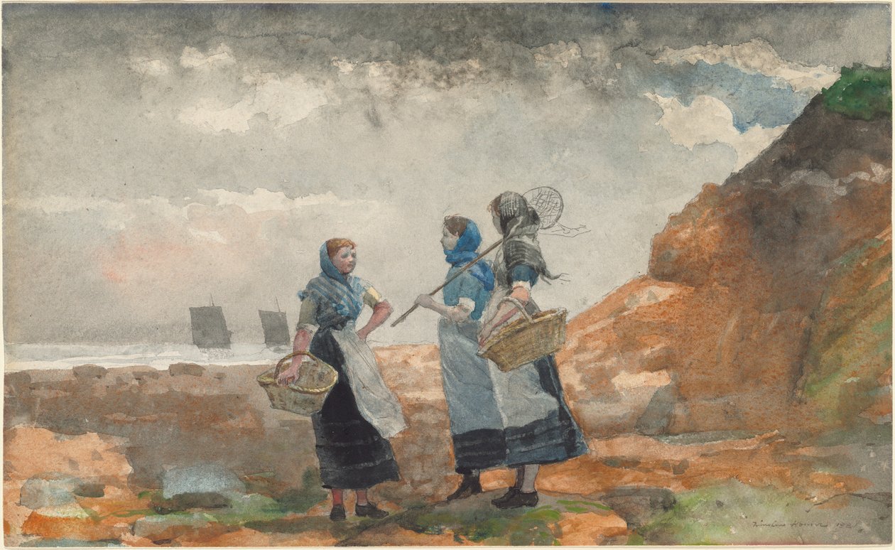 Three Fisher Girls, Tynemouth, 1881年。 作： ウィンスロー・ホーマー