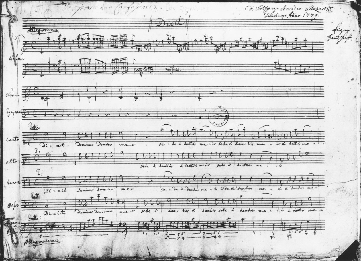サンデーヴェスパー、1779 作： ヴォルフガング・アマデウス・モーツァルト