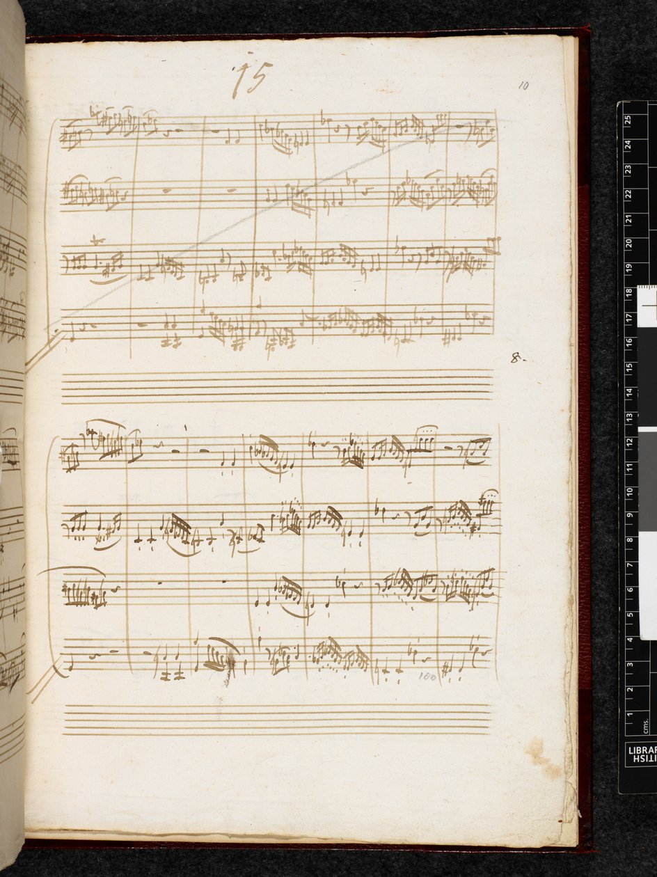 アダージョとフーガ ハ短調 K. 546, Add.28996, f.10r 作： ヴォルフガング・アマデウス・モーツァルト