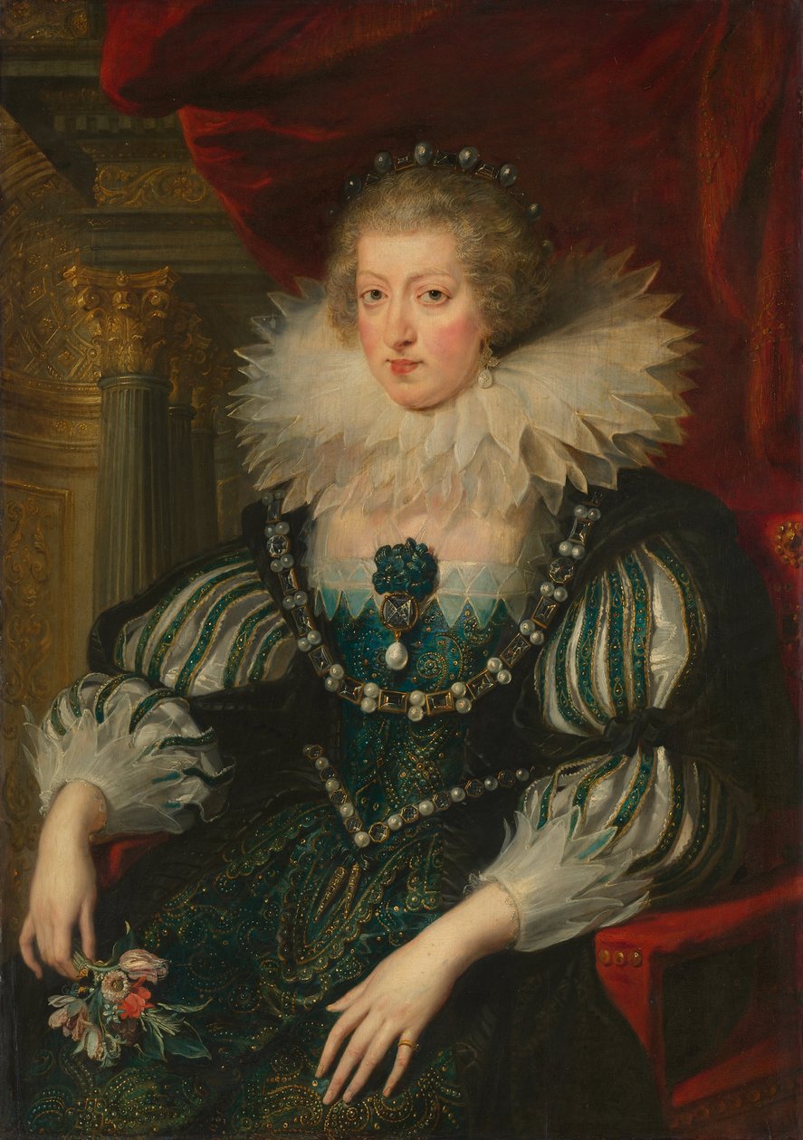 オランダ語：アンナ・オブ・オーストリア（1601-1666） Anne of Austria (1601-66) オーストリアのアンナ（1601-66）。フランス王ルイ13世の妻 作： ピーター・ポール・ルーベンスのワークショップ