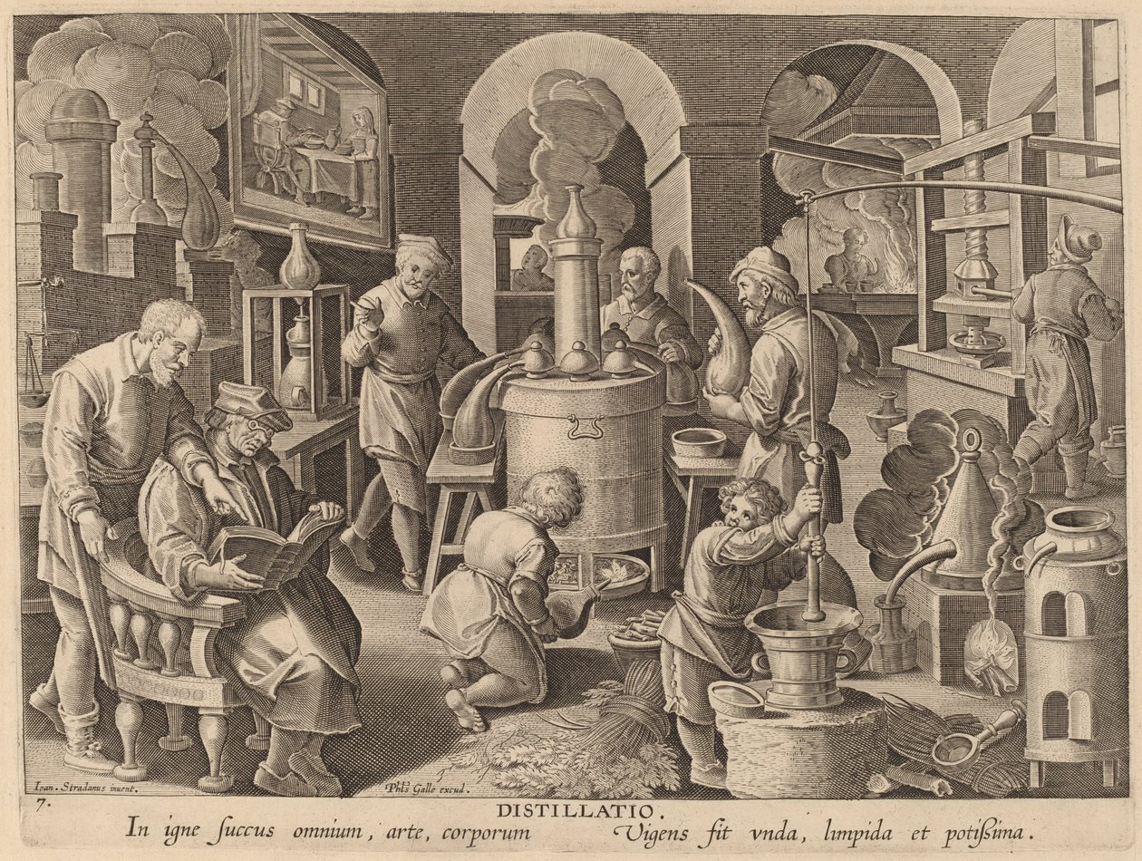 蒸留（蒸留） 作： Jan van derStraet後のPhilipGalleのワークショップ