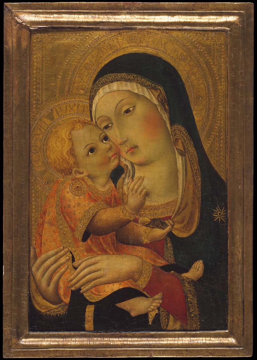 マドンナとチャイルド、カリフォルニア州。 1448-60。 作： サノ・ディ・ピエトロのワークショップ