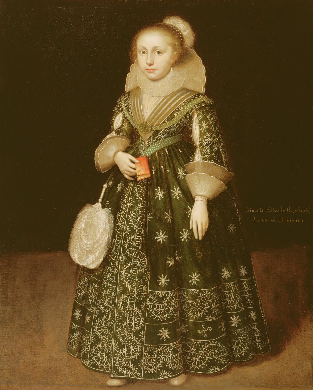 ボヘミアの女王、エリザベスと伝統的に言われている少女の肖像画（1596-1662） 作： ワイブランド・シモンズ。ド・ゲースト