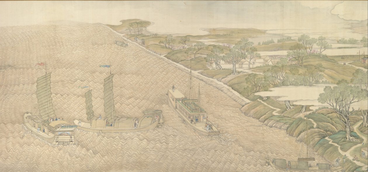 乾隆帝の南部視察ツアー、スクロール4：懐の合流...、1770年。 作： シュ・ヤン