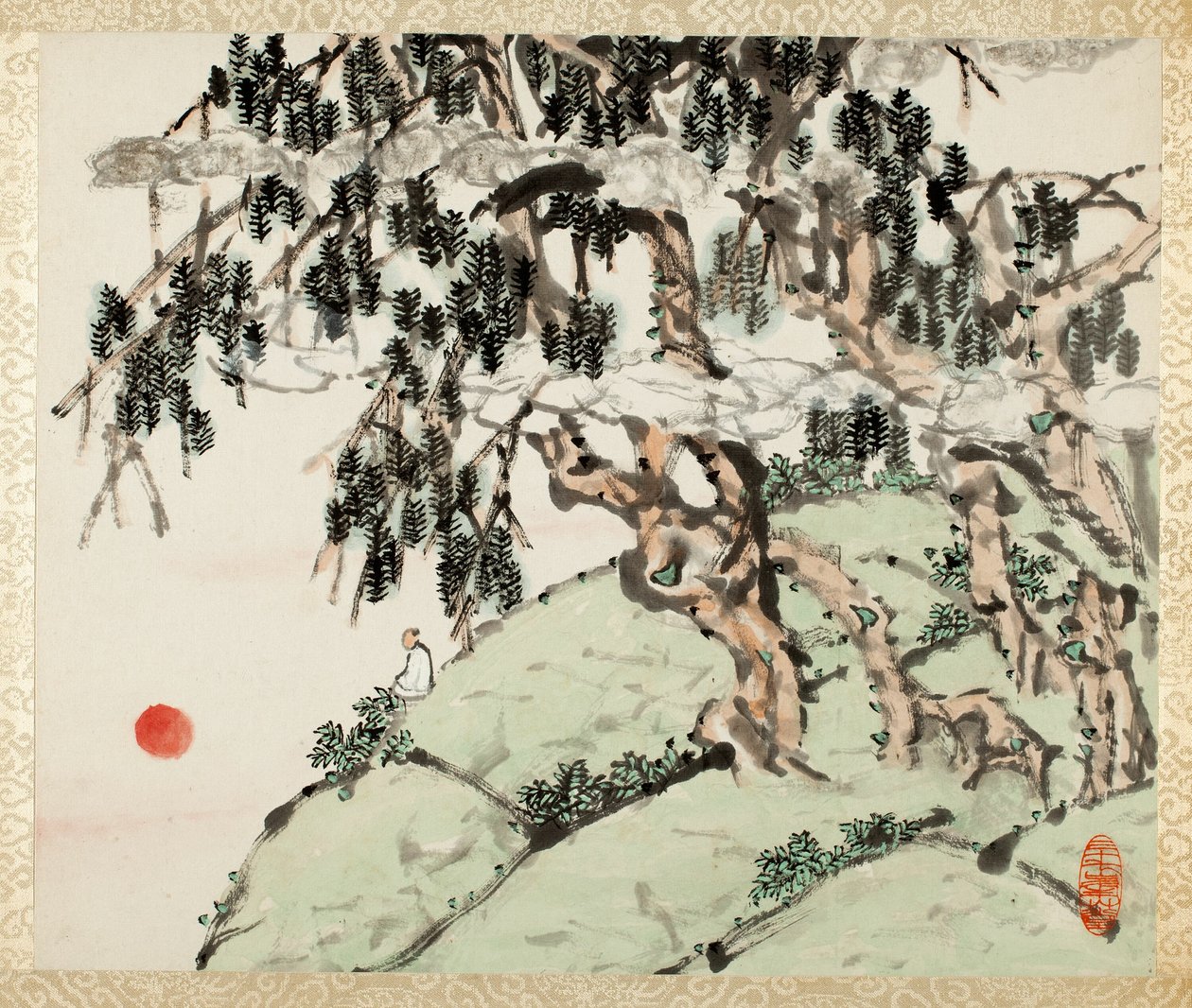 山水册页の山水册页の風景と書道のアルバムからの風景と人物 作： スグ