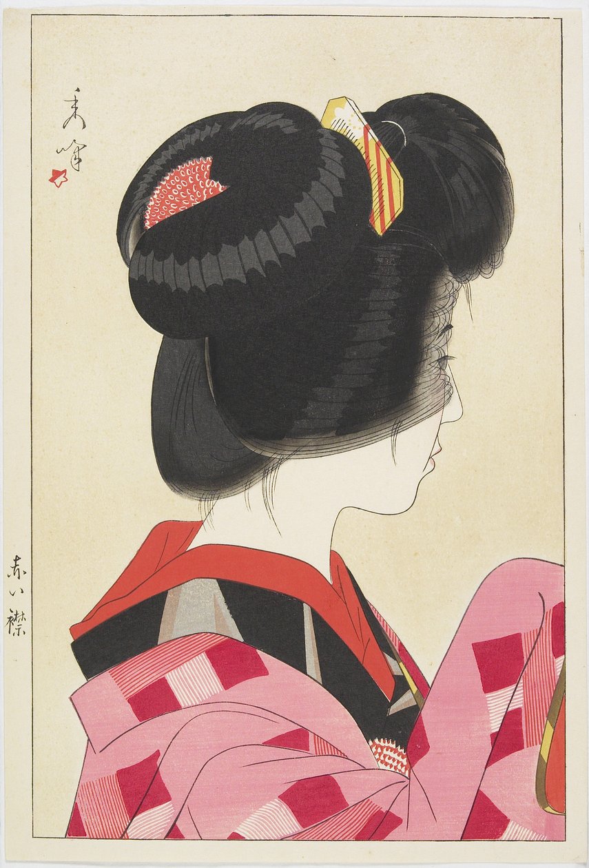 レッドカラー、1928（カラー木版画） 作： 山川修歩