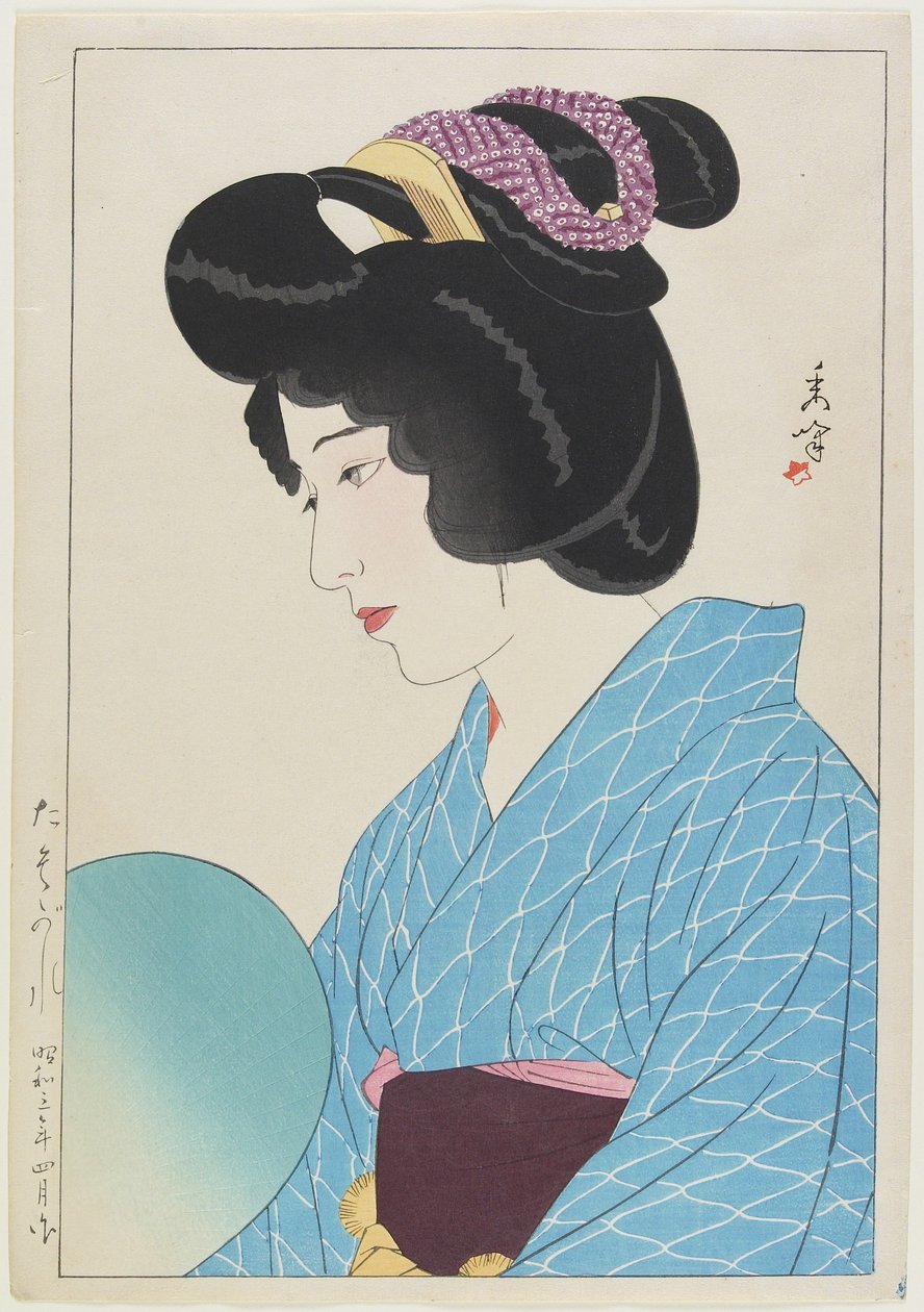 トワイライト、1929年4月（カラー木版印刷） 作： 山川修歩