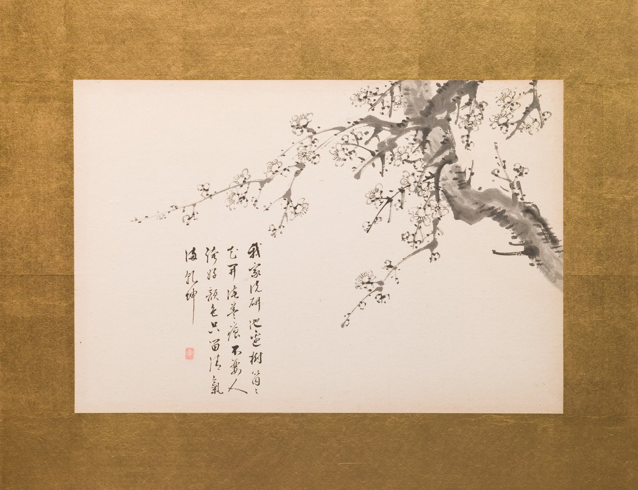 楓図屏風 四曲一双 江戸時代・弘化元年(1844) 紙本墨画 (752779-82も参照) 作： 山本バイイツ