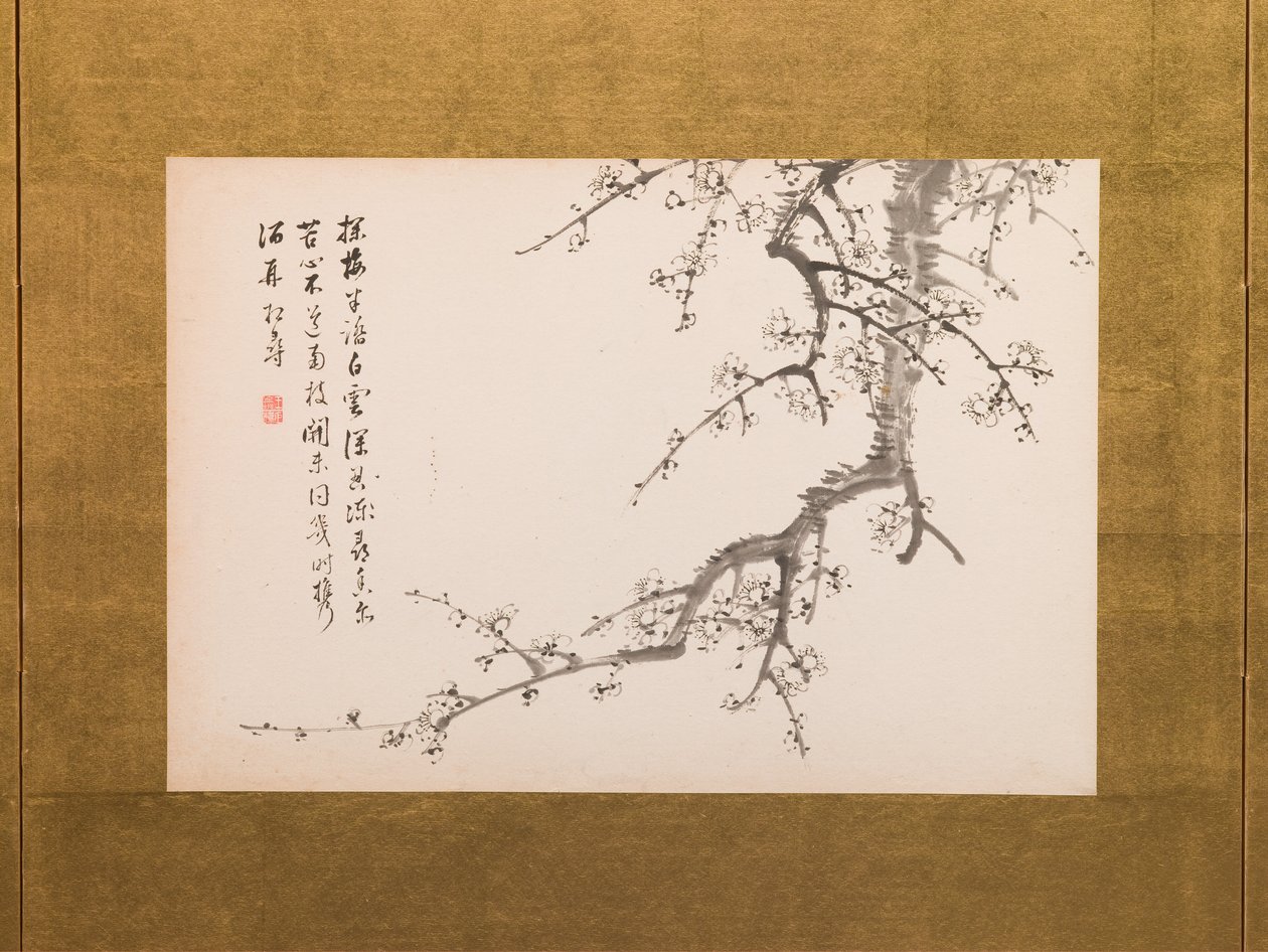 楓図屏風 全4曲中2曲 江戸時代・弘化元年(1844) 紙本墨画 （752778-82も参照） 作： 山本バイイツ