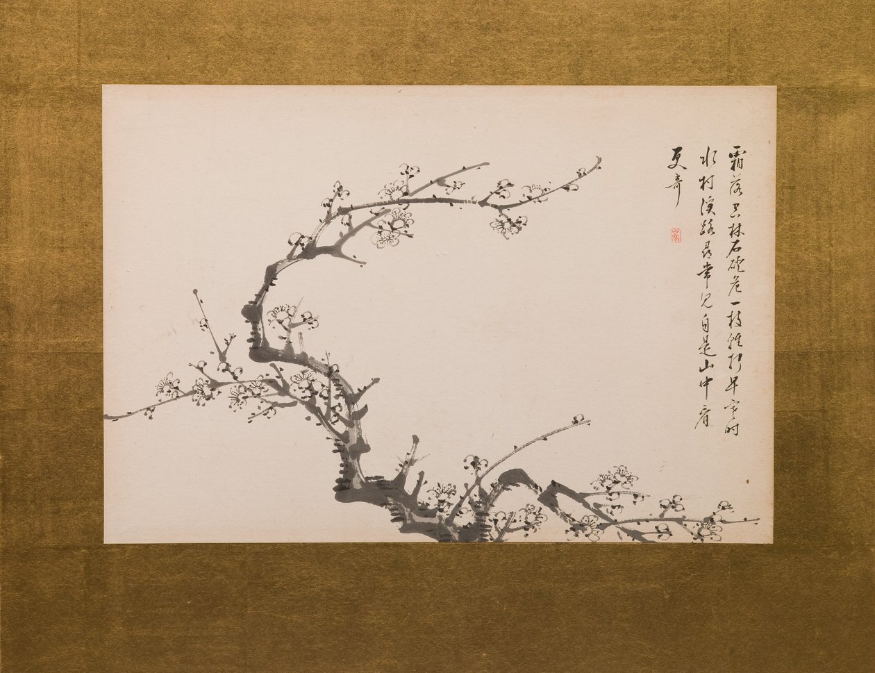 楓図屏風 四曲一双三曲 江戸時代・弘化元年(1844) 紙本墨画 (752778-82も参照) 作： 山本バイイツ