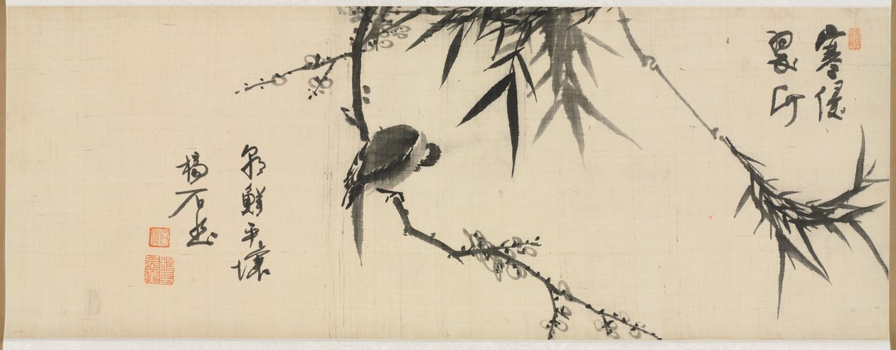 1900 年代初頭、梅の木で眠る鳥。 作： ヤン・キフン