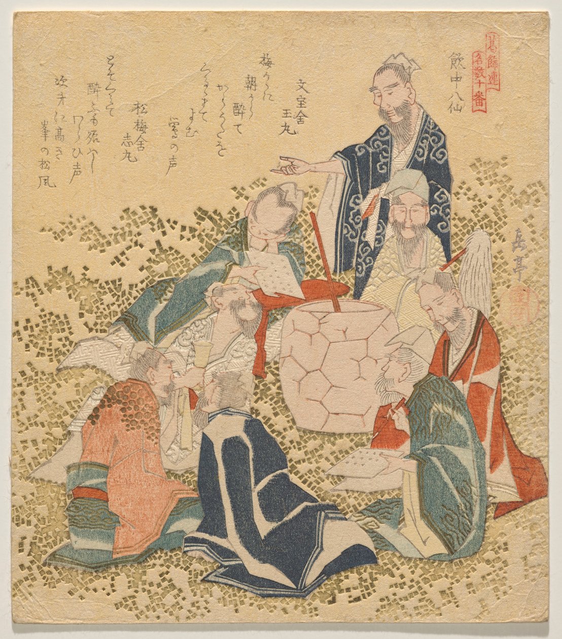 シリーズ 10 の有名な数 (Meis? j?ban) から、Eight Drunken Immortals (Inch? hassen) 作： 八島学亭