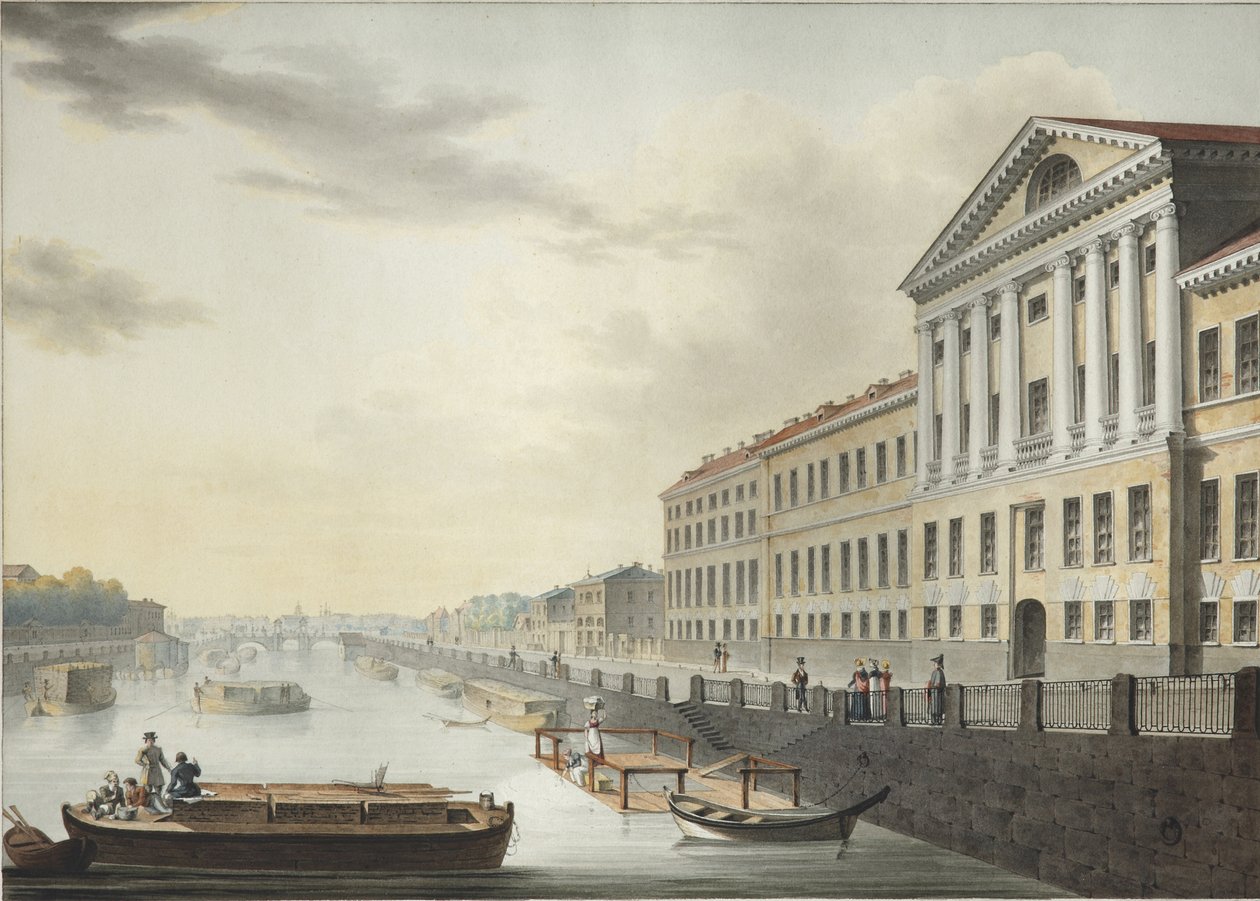 イズマイロフスキー橋から見たフォンタンカ川、1820～1823年 作： Yermolai Ivanovich Yesakov