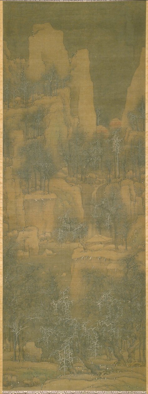 山奥に積もった雪（シルクにインクとカラー） 作： インラン
