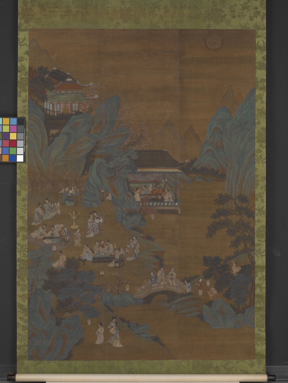Evening Banquet In The Peach And Plum Garden (ink, colour, gold on silk)   1449423   ja       japanese Successfully Translated  Original: Two Drawings on One Sheet: Landscape - Color Wash, Titian (no. 9); Landscape - color wash, Rubens (no. 10) Translat: T 作： イン・チウ