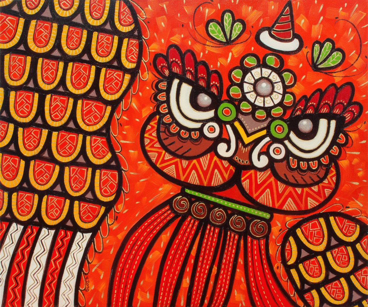 獅子舞の赤、2022年（キャンバスに油彩） 作： ユエ・ゼン