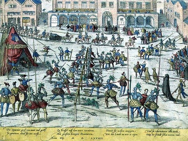 兵士の士気を高め、オランダが自分たちのものになったことを強調するためにスペイン人がブリュッセルで開催した大会 作： Zacharias（学校）Dolendo