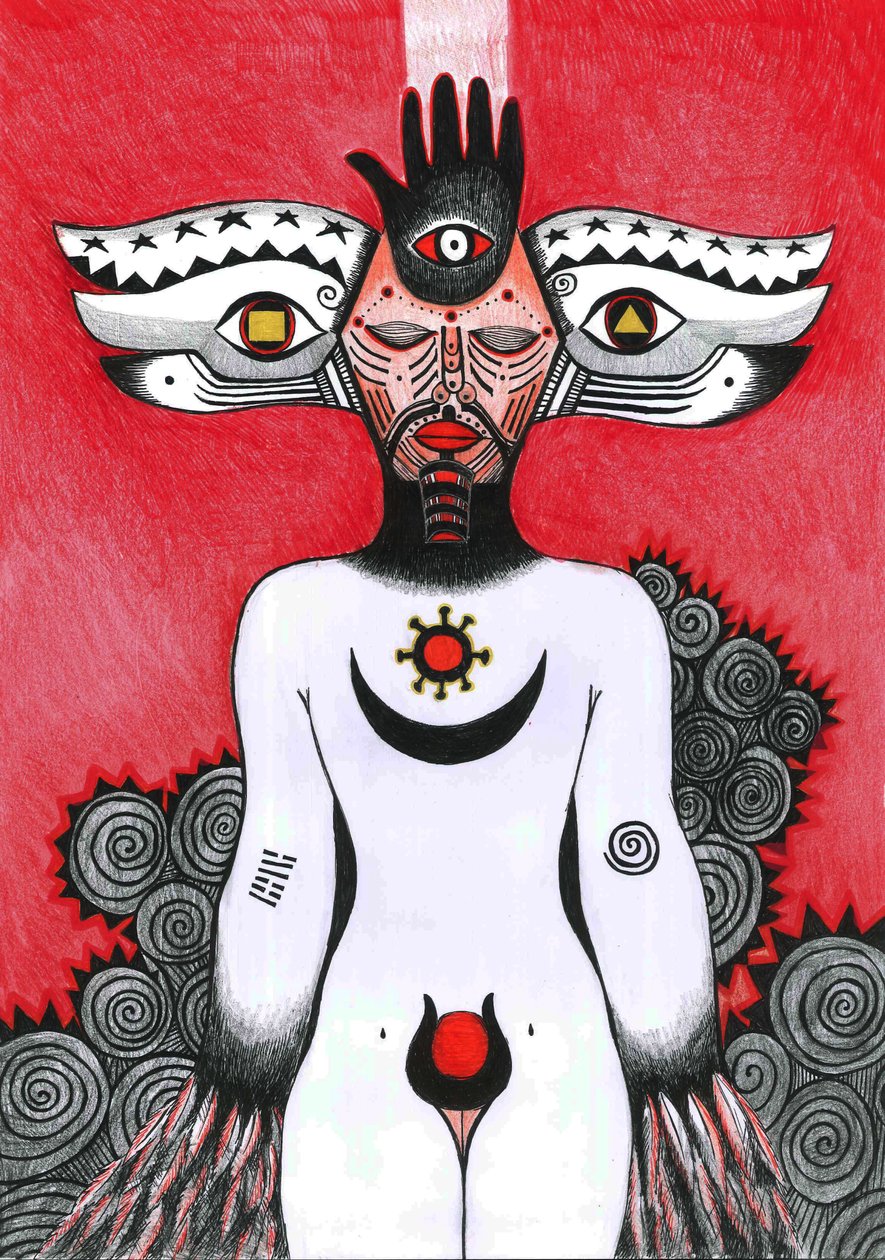 The Eye、2012年（紙にペン、インク、色鉛筆） 作： ザナラ・サビーナ・ネデルチェバ・ウィリアムズ