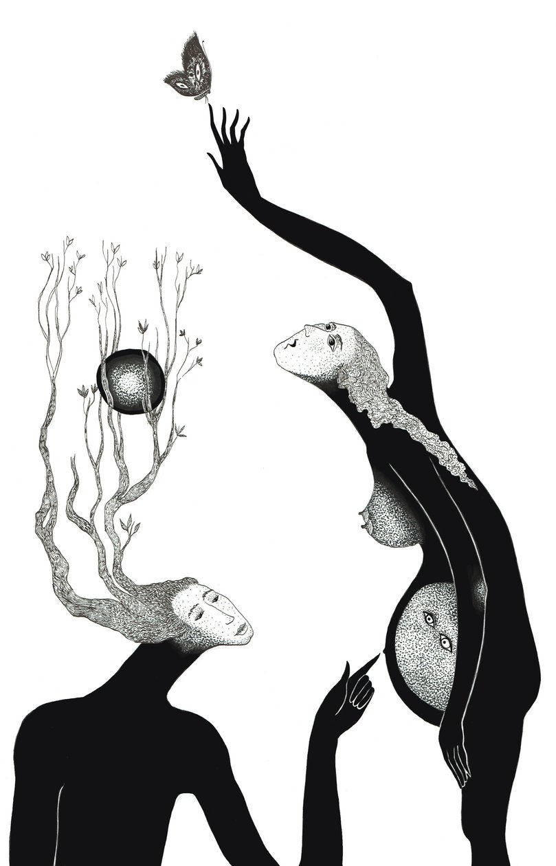新生活、2019年（紙に墨絵） 作： Sabina Nedelcheva Williams（ザナラ）