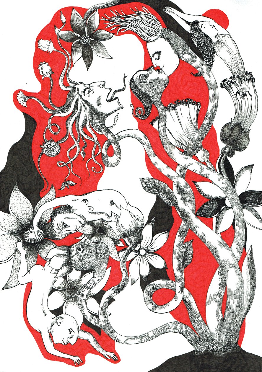 小さな人々、2018年（紙にインクで描いたもの） 作： Sabina Nedelcheva Williams（ザナラ）
