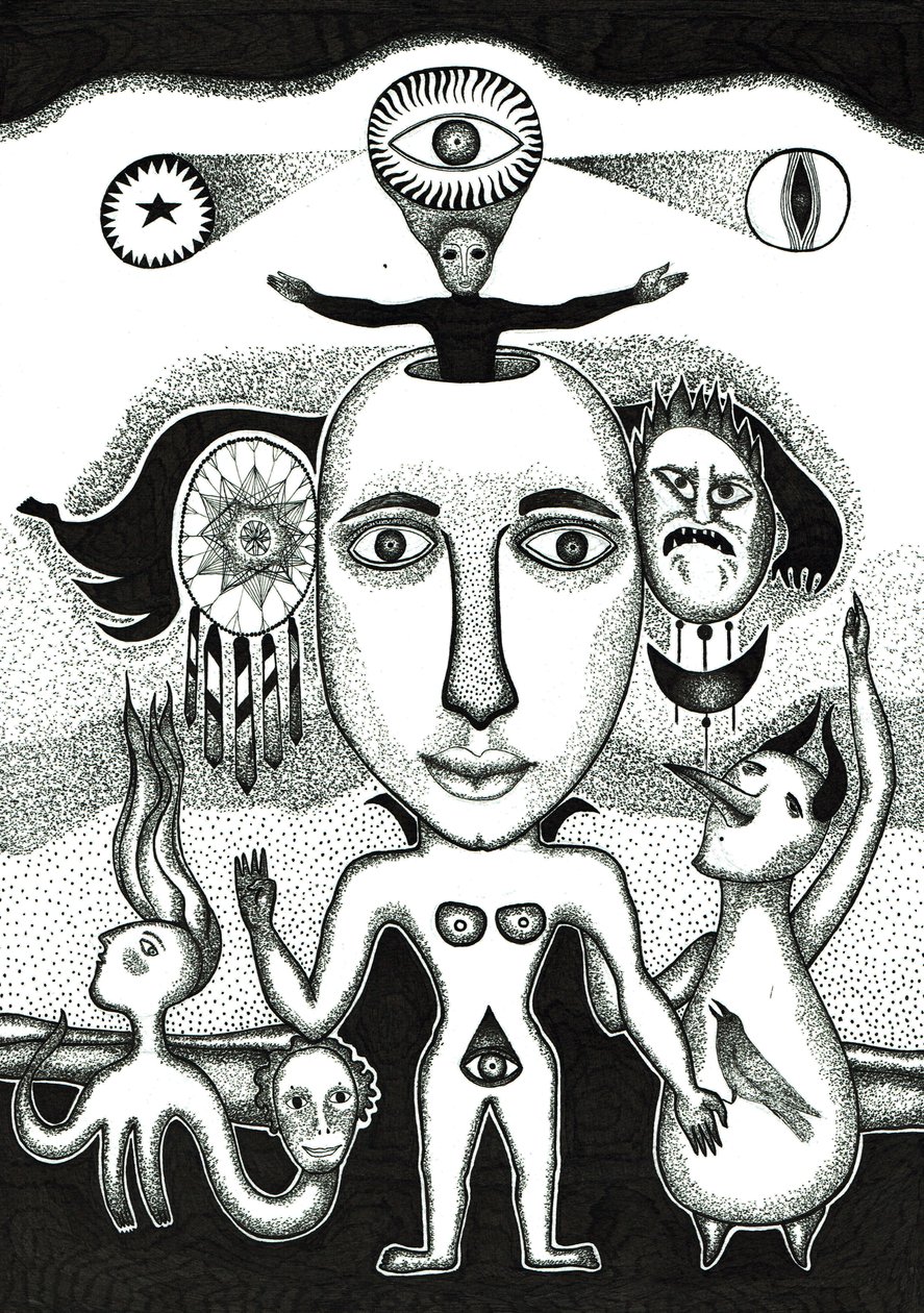 儀式 、2018年（紙に墨画） 作： Sabina Nedelcheva Williams（ザナラ）