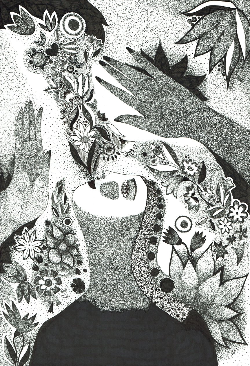 魂の花、2019年（紙に墨絵） 作： Sabina Nedelcheva Williams（ザナラ）