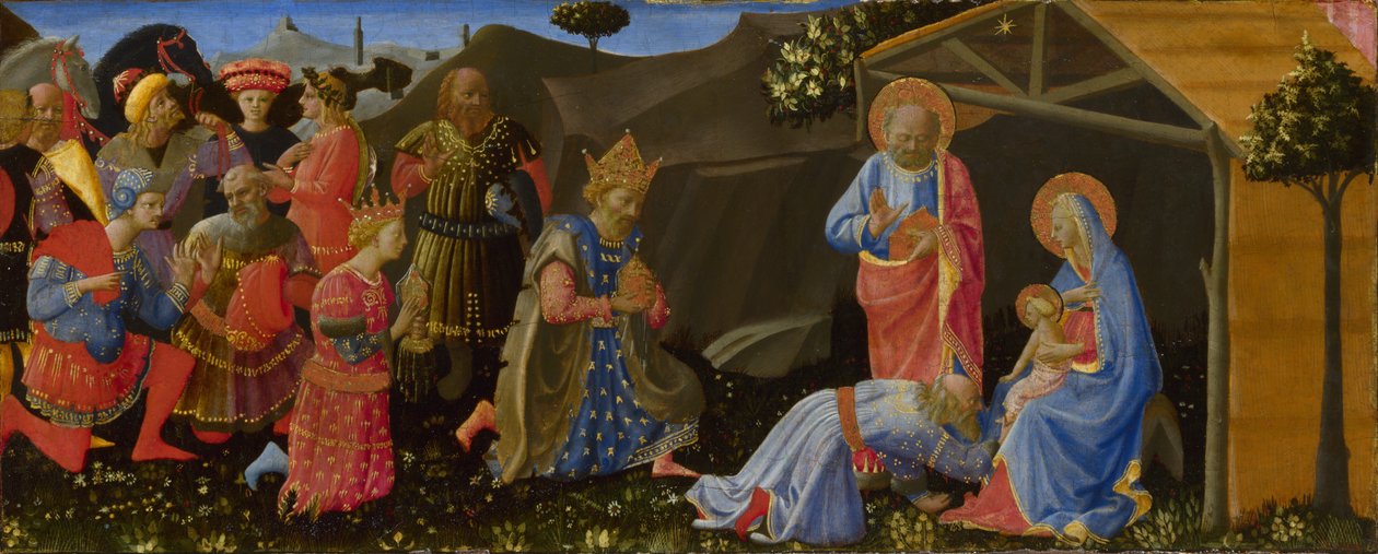 マギの崇拝、c。 1433年～1434年 作： ザノビ・ストロッツィ