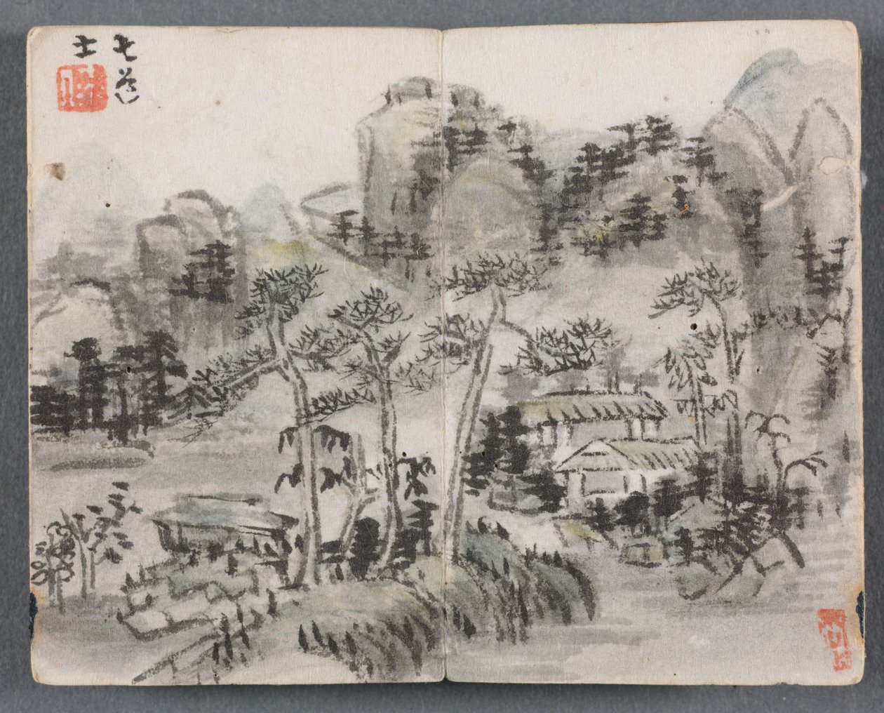 人物と風景のミニチュアアルバム（2つの建物のある風景） 作： 曽燕東