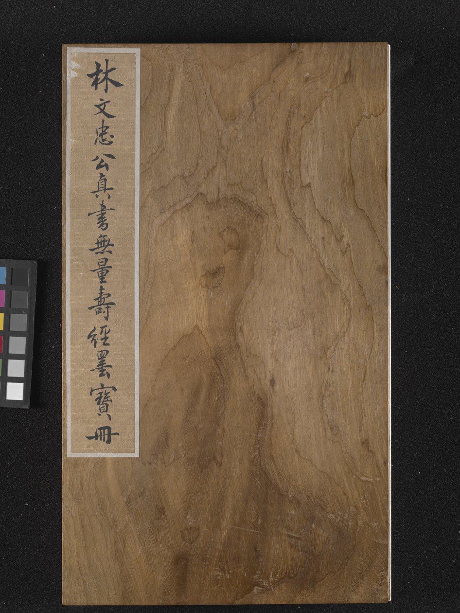 永遠の命の経典（Wu Liang Shou Jing）の表紙（1837年）（青い紙に金の絵の具） 作： ゼクス・リン
