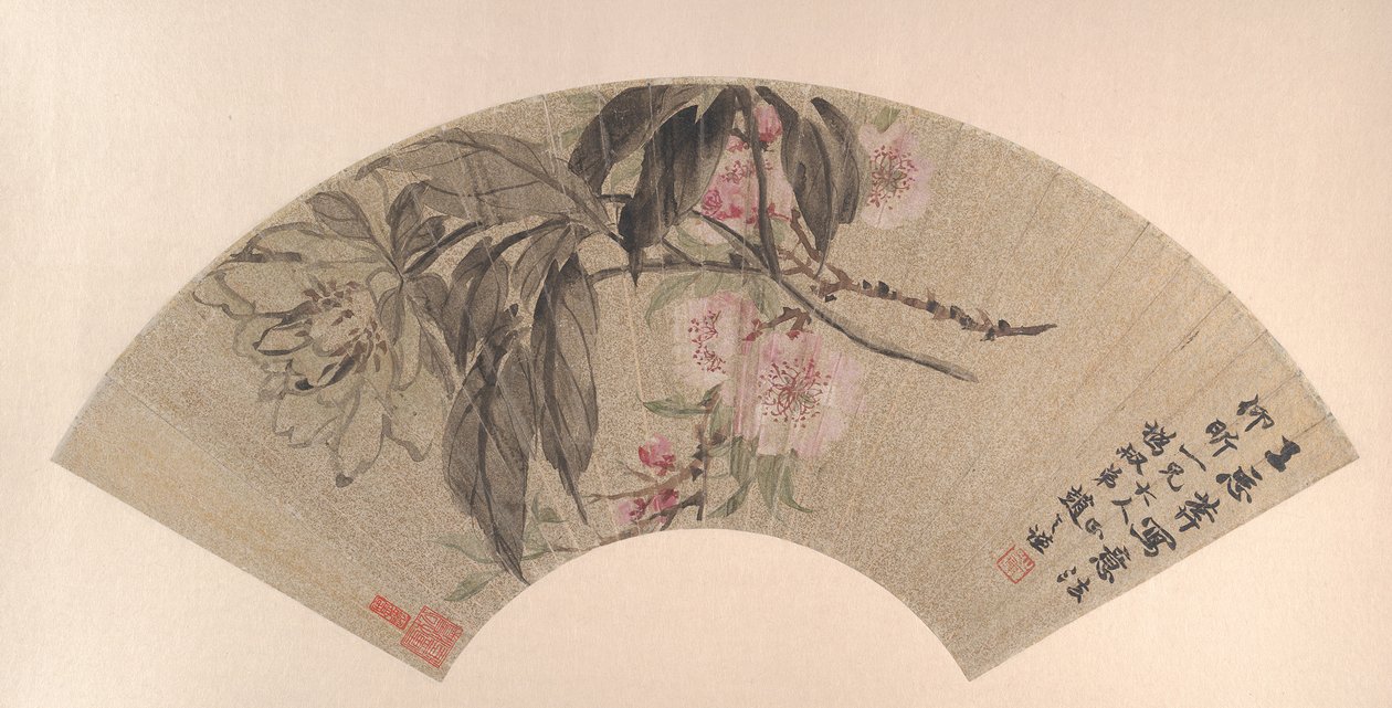 桃の花と牡丹、カリフォルニア州。 1860年。 作： ha志強