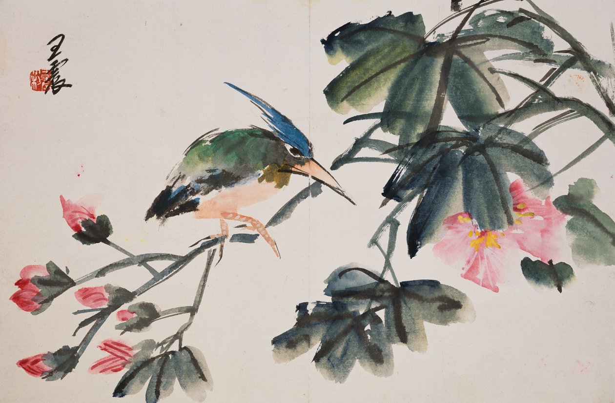 花と鳥の絵のアルバムからの葉 作： ジェンワン