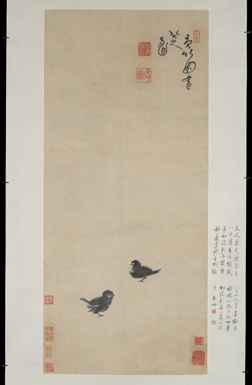 2羽のひよこ、1694年頃（紙にインク） 作： 朱達