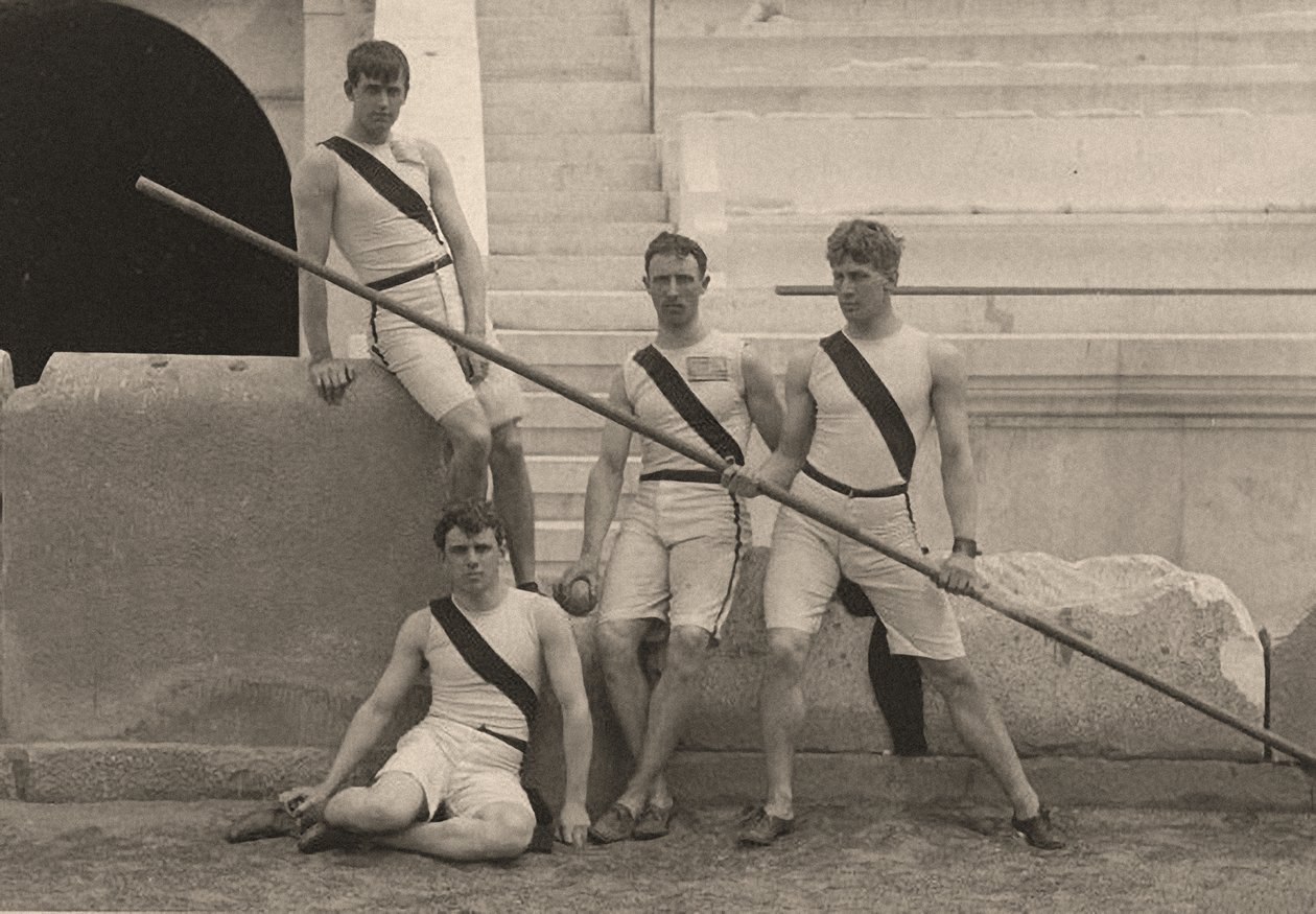 夏季オリンピック、アテネ、ギリシャのアメリカ人選手。 1896年（写真） 作： 。 。