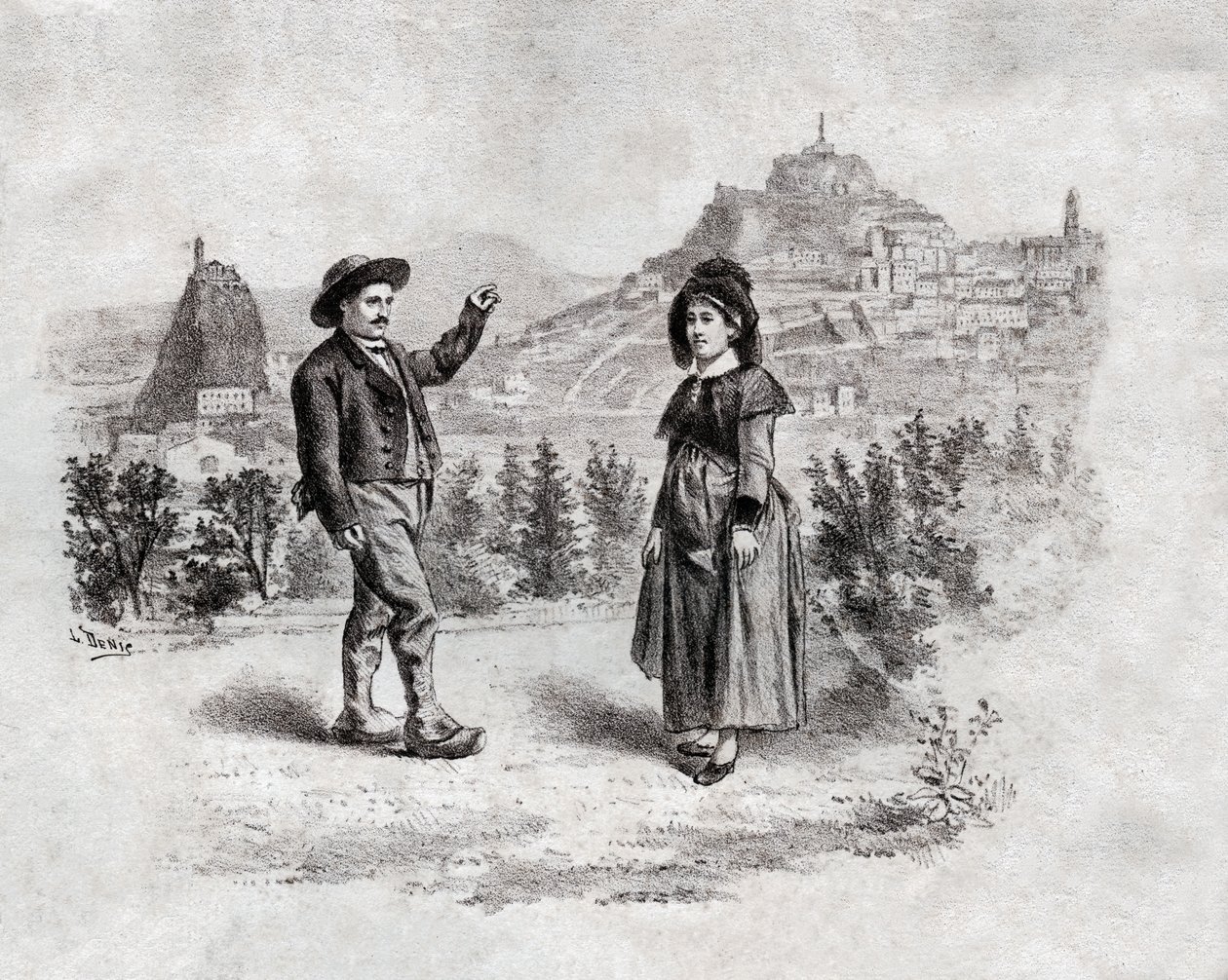 フランスのピュイ・アン・ヴレで詰め物を踊るオーヴェルニャ。 1900年頃（彫刻） 作： 。 。
