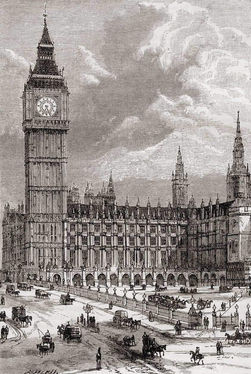 ビッグ ベンと国会議事堂、ロンドン、イギリス、19 世紀にここで見られます。 作： 。 。