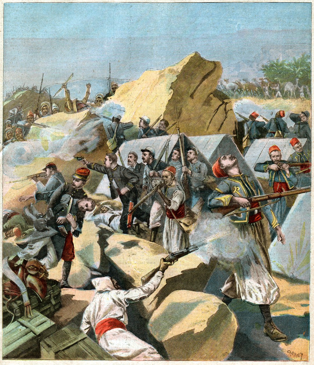 Combat au Maroc.モロッコでの戦い。 作： リチャード（後）パパ