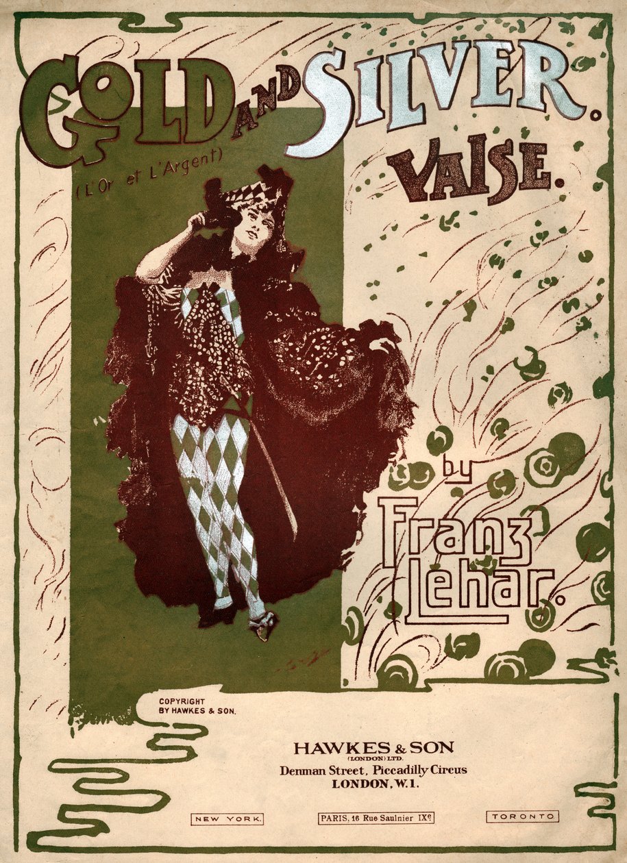 金と銀、フランツ・レハールのワルツ. 1904年頃（イラスト） 作： 。 。